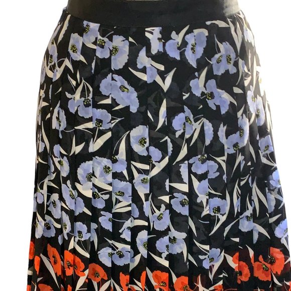 NWOT Ann Taylor Multicolored Poppy Pleated Skirt - Picture 3 of 9